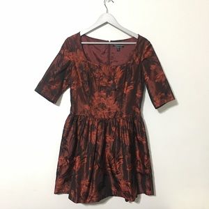 Peruvian Connection Red Silk Floral mini dress 8
